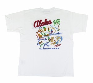 半袖  Tシャツ メンズ フララニ Hulalani Hawaii 刺しゅう 新作 ハワイ ハワイアン サーフブランド (メンズ/ホワイト) ハワイアン雑貨 24