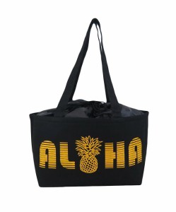 ハワイアン 保温保冷バッグ トートバッグ 大容量 レジカゴバッグ ALOHA パイナップル (ブラック) maka hou ハワイアン雑貨 ハワイ お土産