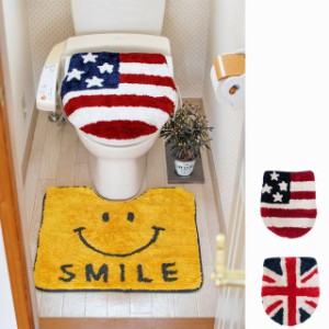 スマイル にこちゃん ウォシュレット用 トイレマット＆フタカバー セット USA UK ☆かわいい☆ ハワイアン雑貨 トイレタリー 雑貨