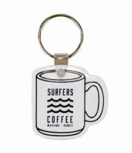 ハワイアン雑貨 サーファーズコーヒー キーリング マグ キーホルダー SURFERS COFFEE (ホワイト＆ブラック) ハワイカフェ サーファー ハ