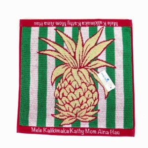ハンドタオル キャシーマム ハワイアン 雑貨 Kathy Mom Island Style タオル ハンカチ (プルメリア/クリスマス パイナップル*グリーン) 