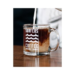 ハワイアン雑貨 SURFERS COFFEE サーファーズコーヒー グラスマグカップ コーヒーカップ ガラス製 ハワイ マグカップ おしゃれ 雑貨 ハワ