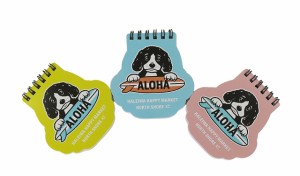 ハワイアン雑貨 リング メモ帳 ハレイワ HALEIWA NORTH SHORE 文具 メモ用紙 ステーショナリー DOG サーフィンドッグ ハワイアン雑貨 ハ