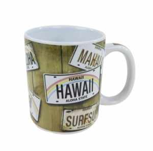 ハワイアン雑貨 マグカップ (ライセンス プレート) おしゃれ コーヒーカップ 食器 ハワイ お土産 雑貨 ハワイアン インテリア
