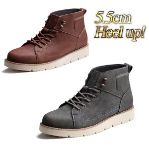 送料無料【5.5cm 身長UP】ブーツ メンズ ショートブーツ 本革 レースアップ  人気 カジュアル ワーク