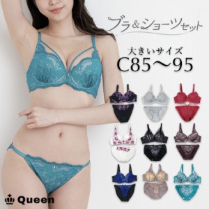 大きいサイズ ブラジャー ショーツセット 下着 C85 C90 C95 モールドカップ 大きめアンダー ランジェリー (j3-c)