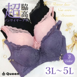 大きいサイズ ブラジャー 脇高 ノンワイヤー レディース 下着 3L 4L 5L (sf1007）