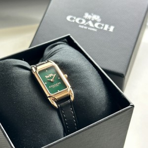 コーチ 腕時計 黒 革ベルト レディース 可愛い腕時計 ケイディ 長方形 緑 グリーン シンプル 大人 女性 ブランド 時計 通勤 通学 女友達 