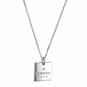 GUCCI グッチ ネックレス メンズ レディース シルバー925 スクエア プレート チェーン ペンダント シンプル おしゃれ 結婚式 結婚記念日 