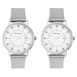 【ペアBOX付き】ポールスミス 腕時計 ペアウォッチ 同サイズ お揃い Gauge ホワイト文字盤 シルバー メッシュ ステンレス P10075P10075 