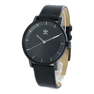 Adidas アディダス 時計 メンズ レディース 腕時計 男女兼用 ディストリクト ブラック文字盤 オールブラック 黒レザー 革ベルト CJ6331ユ