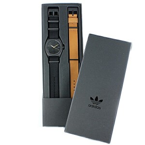 Adidas アディダス 時計 ギフトセット 替えベルト付き メンズ レディース 男女兼用 腕時計 プロセス ブラックナイロン ブラウンレザー CK