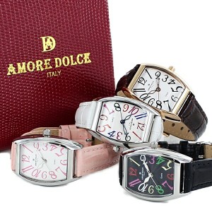 【選べる12カラー】アモーレドルチェ 腕時計 レディース トノー型におすすめ 大人 シンプル レザーウォッチ AD18302S 誕生日 お祝い ギフ