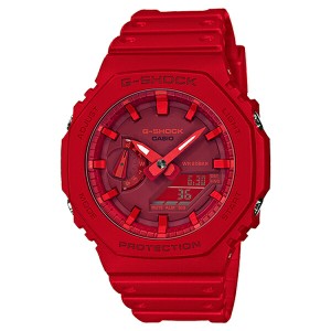 還暦のお祝い おしゃれな 60歳 赤色 レッド Gショック ジーショック カシオ 腕時計 アナデジ デジタル＆アナログ 多機能 GA-2100-4A ビジ