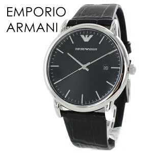 男性 彼氏 父 プレゼント 腕時計 メンズ エンポリオアルマーニ ブラック レザーベルト 日付表示 シンプル 仕事 内祝い 父の日 お祝い