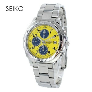 安心国内保証 逆輸入 イエロー オシャレ 綺麗な時計 海外モデル セイコー 腕時計 メンズ レディース 防水 日付表示 目立つ 黄色 クロノグ
