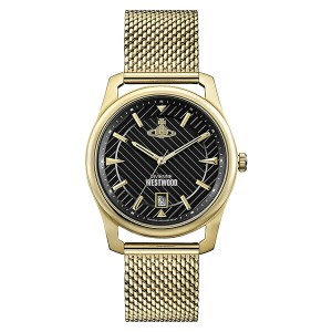 ヴィヴィアン ウエストウッド 時計 メンズ 腕時計 ブラック文字盤 ゴールド メッシュ ステンレス VV185BKGD ビジネス 男性 時計 誕生日 