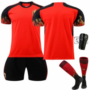 22-23 ベルギー男子サッカー代表チーム ホーム 子供用大人用 半袖＋短パン＋靴下と防具を持参する 練習着通気性速乾性ジュニアレプリカジ