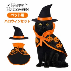 [クーポンで20%OFF] ハロウィン 猫 コスプレ 衣装 仮装 犬 ペット服 コスチューム セット 魔法使い 魔女 黒猫 犬用 猫用 帽子 マント 犬