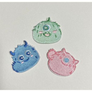 かわいい おばけ 怪獣 ピンク グリーン ブルー 刺繍 ワッペン 3枚セット かわいい おしゃれ デコレーション&リメイク  幼稚園 保育園