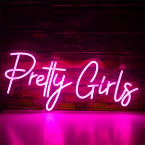 Pretty Girlsネオンサイン 寝室の壁飾 LEDネオンサイン アクリルアートナイトライト ピンクネオンウォールライト ガールギフト LED19