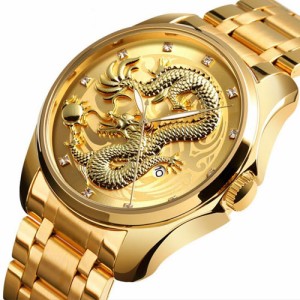 SKMEI 竜 ドラゴン  腕時計 時計 ファッションウォッ ファッション メンズ  オシャレ ゴールド