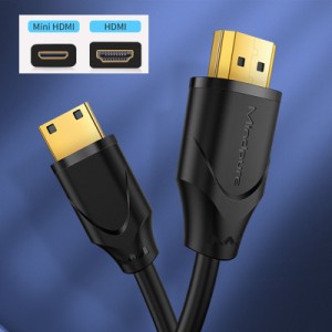 4K ミニ HDMIケーブル 1m ハイスピード HDMI 2.0a規格 綿繊維編み ミニ HDMIケーブル 1m 金メッキプラグ仕様 デジタルデータ転送ケーブル