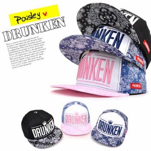 キャップ レディース メンズ キャップDRUNKEN ロゴ 帽子 paisley ペイズリー柄スナップバックキャップ ヒップホップ ダンス帽子 ヒップホ