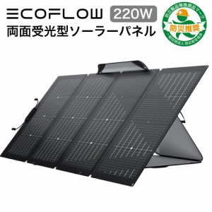 両面受光型 ソーラーパネル 220W EcoFlow ソーラー充電器 太陽光発電 太陽光パネル 高発電効率 ソーラーチャージャー コンパクト 折り畳