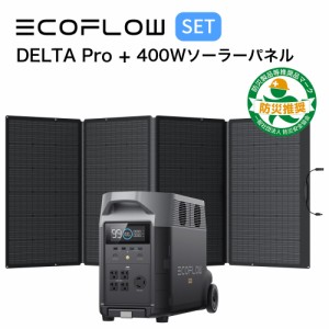 ポータブル電源 ソーラーパネル セット EcoFlow DELTA Pro 3600Wh + 400W ソーラーチャージャー 蓄電池 発電機 バッテリー 太陽光パネル 