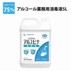 アルコール消毒液 5L 業務用 エタノール消毒液 75％ 業務用 5000ml ポンプヘッド付き アルスピナ 速乾 手指消毒 高濃度75％ 大容量 詰替