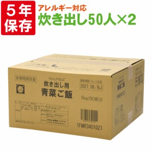 サタケ マジックライス 炊き出し用 青菜ご飯 アレルギー対応食 50人分×2セット 保存期間5年 （日本製） OT