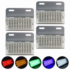 [ 4個 ] LED サイドマーカー グリーン 緑 3way 27LED 24V 角型 ステー付 路肩灯/車幅灯/バスマーカー/マーカーランプ/デコトラ