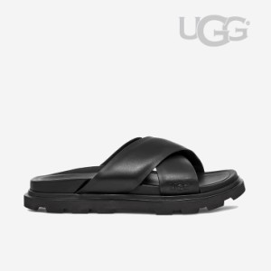 ・UGG｜Capitola Cross Slide Leather/ アグ/キャピトラ クロス スライド レザー/ブラック #