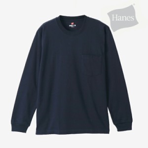 ・HANES｜Beefy LS Pocket T-Shirt/ ヘインズ/ビーフィー LS ポケット T-シャツ/Navy #