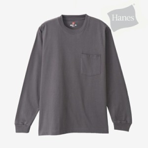 ・HANES｜Beefy LS Pocket T-Shirt/ ヘインズ/ビーフィー LS ポケット T-シャツ/Dark Grey #