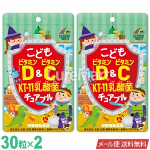 こども ビタミンD＆C KT-11乳酸菌 30粒◆2袋セット ぶどう風味 日本製 【メール便 送料無料】 ユニマットリケン チュアブル クリスパタス