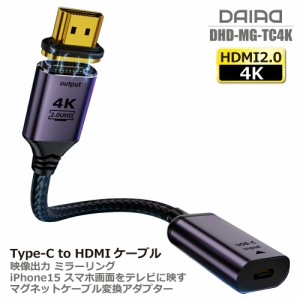 【 スマホ画面をテレビに映す】 DAIAD マグネット Type-C to HDMIケーブル iPhone15 映像出力 ミラーリング マグネット ケーブル マグネ