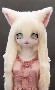 着ぐるみヘッド 猫 薄黄色 全頭ヘッド ケモノ マスク ファースーツ ぬいぐるみ コスプレ コスチューム