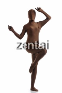 全身タイツ ブラウン 男性女性兼用 XLサイズ ゼンタイ コスプレ ZENTAI レオタード ボディースーツ 仮装 イベント コスチューム 戦隊