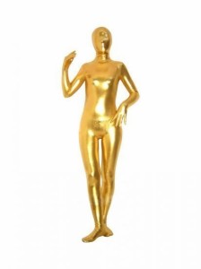 全身タイツ のり付け布地 ゴールド 男性女性兼用 2XLサイズ ゼンタイ コスプレ ZENTAI ボディースーツ 仮装 イベント 戦隊 コスチューム