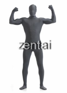 全身タイツ グレー 男性女性兼用 2XLサイズ ゼンタイ コスプレ ZENTAI レオタード ボディースーツ 仮装 イベント コスチューム 戦隊