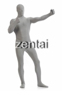 全身タイツ 薄いグレー 男性女性兼用 XLサイズ ゼンタイ コスプレ ZENTAI レオタード ボディースーツ 仮装 イベント コスチューム 戦隊