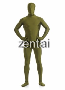 全身タイツ オリーブグリーン 男性女性兼用 Sサイズ ゼンタイ コスプレ ZENTAI レオタード ボディースーツ 仮装 コスチューム 戦隊