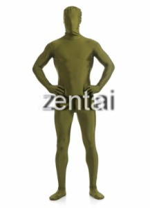 全身タイツ オリーブグリーン 男性女性兼用 Mサイズ ゼンタイ コスプレ ZENTAI レオタード ボディースーツ 仮装 コスチューム 戦隊