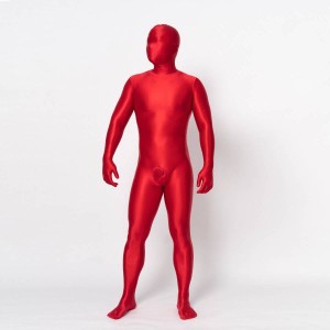 全身タイツ 超光沢 赤 男性女性兼用 Lサイズ ゼンタイ コスプレ ZENTAI レオタード ボディースーツ 仮装 イベント コスチューム 戦隊