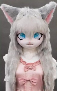 着ぐるみヘッド 猫 グレー 全頭ヘッド ケモノ マスク ファースーツ ぬいぐるみ コスプレ コスチューム