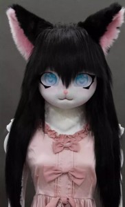 着ぐるみヘッド 猫 真っ黒い 口閉じ 全頭ヘッド ケモノ マスク ファースーツ ぬいぐるみ コスプレ コスチューム