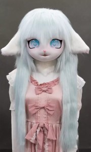 着ぐるみヘッド 猫 垂れ耳 灰青 全頭ヘッド ケモノ マスク ファースーツ ぬいぐるみ コスプレ コスチューム