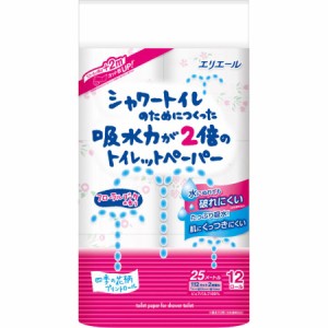 エリエール シャワートイレのためにつくった吸水力2倍のトイレットペーパー 花柄(12ロール)  × 6個 フラワープリント香水付　ダブル　芯